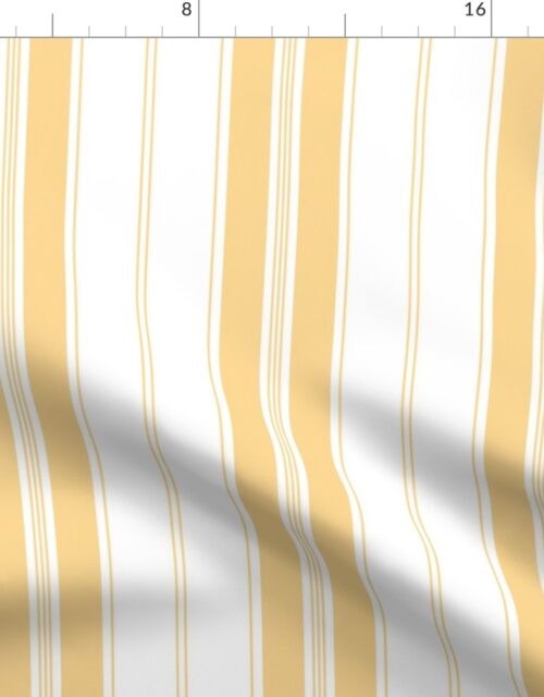 Samoan Sun Yellow and White Vintage American Country Cabin Ticking Stripe Fabric