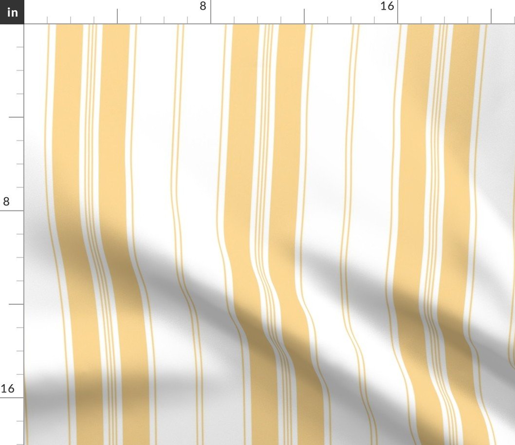 Samoan Sun Yellow and White Vintage American Country Cabin Ticking Stripe Fabric