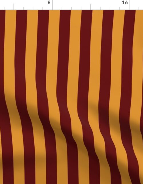 School Colors One Inch Vertical Stripes in Maroon and Gold Stow-Munroe Falls Fabric