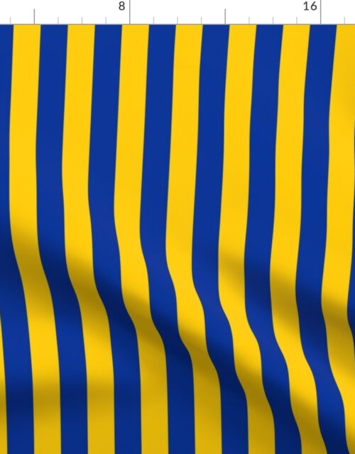 School Colors Vertical One Inch Stripe Blue and Gold Mairemont HS Fabric