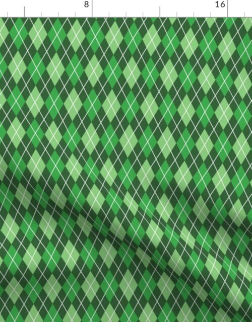 Shades of Christmas Green Holiday Argyle Diamond Check Pattern Fabric