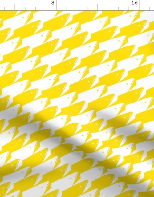 Sharkstooth Sharks Pattern Repeat in White and Yellow Fabric