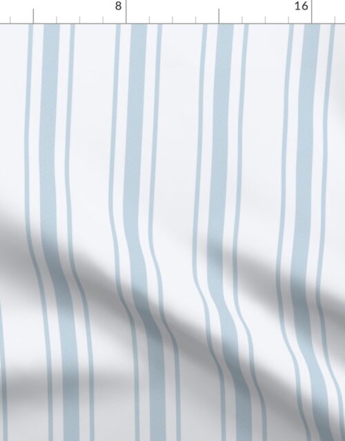 Sky Blue French Provincial Ticking Stripe on Off-White Fabric