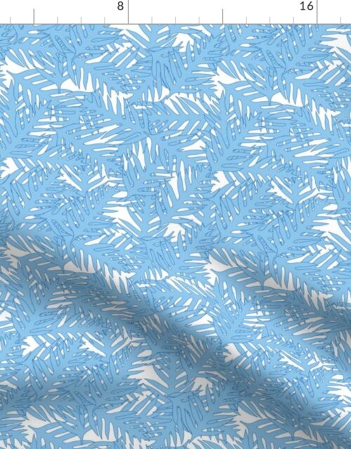 Sky Blue Palm Leaves Fabric