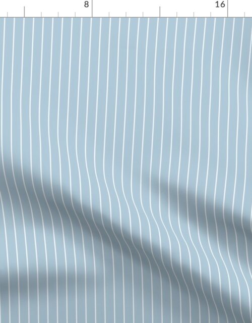 Sky Blue and White Half Inch French Provincial Winter Pin Stripes Fabric