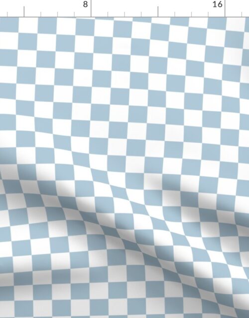 Sky Blue and White One Inch Check French Provincial Winter Checkerboard Fabric