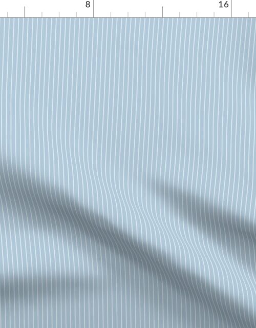 Sky  Blue and White Quarter Inch French Provincial Winter Pin Stripes Fabric