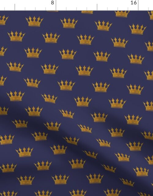 Small 1.5 Inch Gold Crowns on Royal Blue Fabric
