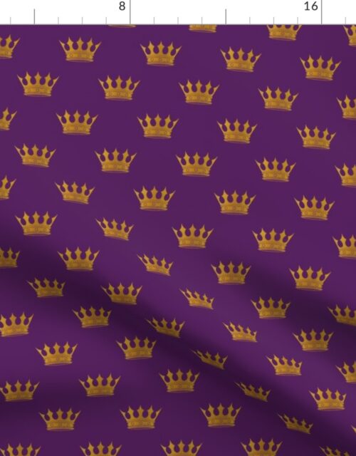 Small 1.5  Inch Gold Crowns on Royal Purple Fabric