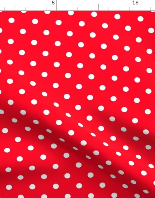 Small 1/2 Inch white Polka Dots on Cherry Red Fabric