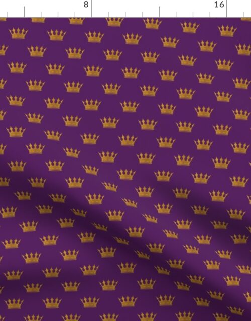 Small 1 Inch Gold Crowns on Royal Purple Fabric