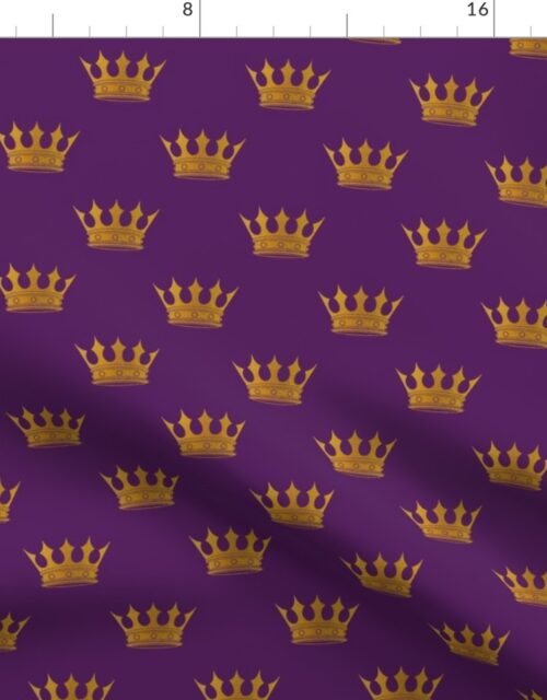 Small 2 Inch Gold Crowns on Royal Purple Fabric