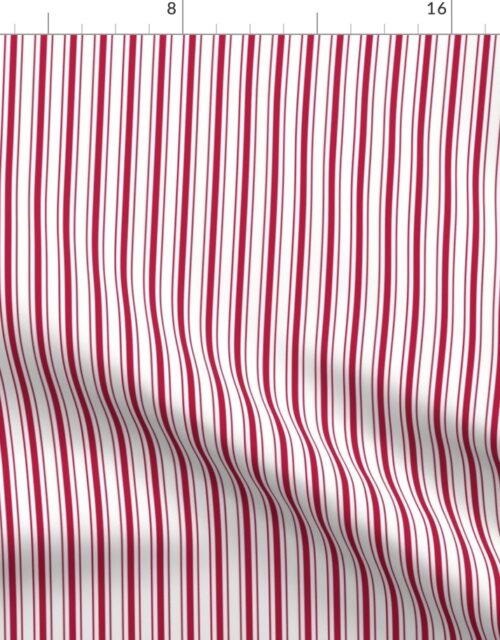 Small Alabama State Crimson Red and White Vertical Ticking Stripes Fabric