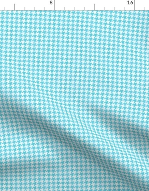 Small Aqua Blue and White Handpainted Houndstooth Check Watercolor Pattern Fabric