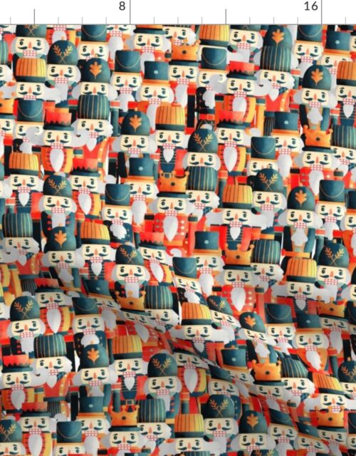 Small Army of Soldier and King Christmas Nutcrackers Fabric