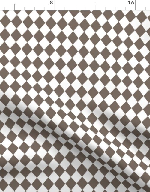 Small Bark and White Diamond Harlequin Check Pattern Fabric