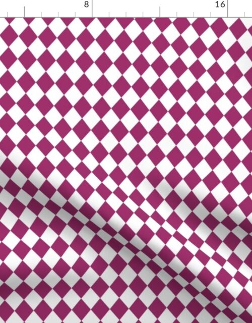 Small Berry and White Diamond Harlequin Check Pattern Fabric
