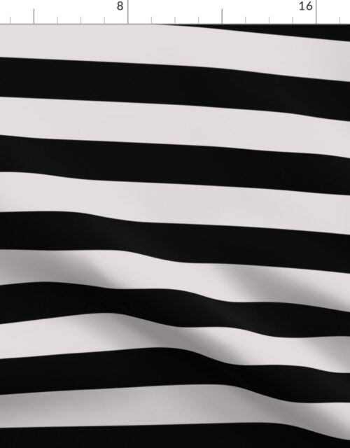 Small Black and Cream White Cabana Beach Horizontal Stripe Fabric