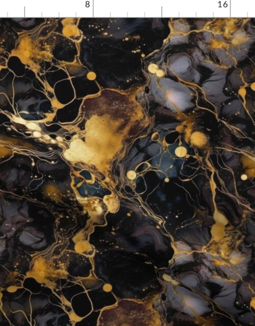 Small Black and Gold Alcohol Ink 2 Fabric