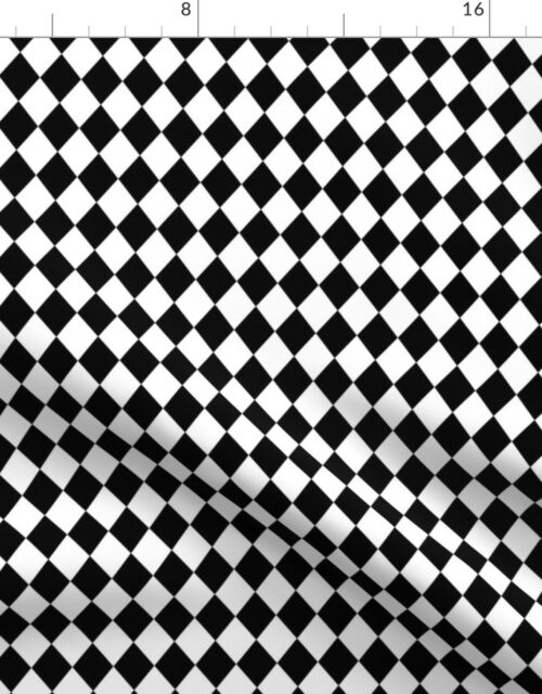 Small Black and White Diamond Harlequin Check Pattern Fabric