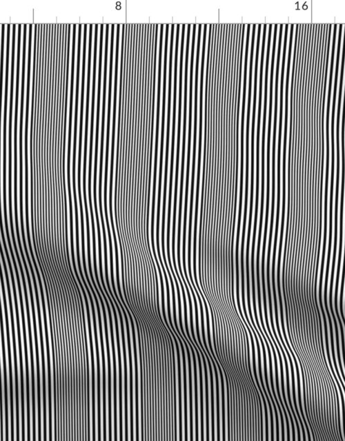 Small Black and White French Chateau Art Deco Ticking Stripe Fabric