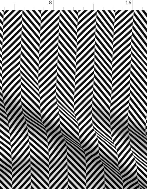 Small Black and White Herringbone Pattern Fabric