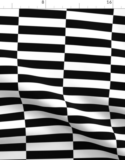 Small Black and White Optico Horizontal Staggered Blocks Fabric