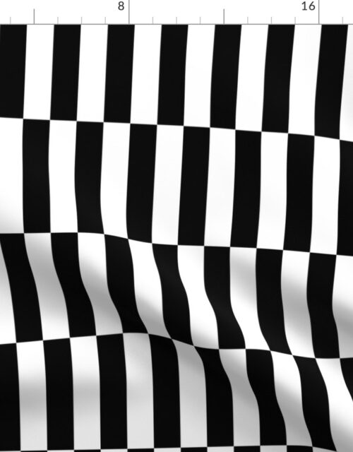 Small Black and White Optico Vertical Staggered Blocks Fabric