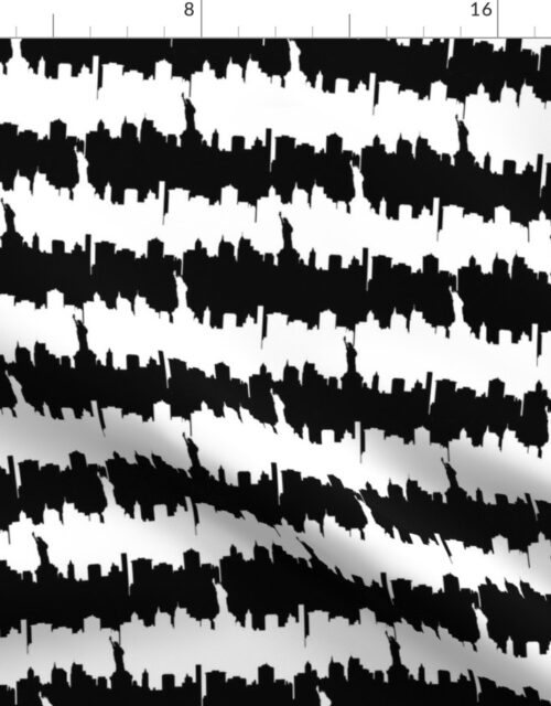 Small Black and White Stripes NYC New York Manhattan Skyline Silhouette Fabric