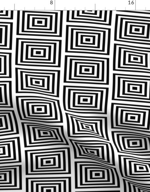 Small Black on White Optico Rectangular Lines Fabric