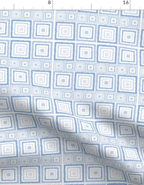 Small Blue Safari Ikat Squares Fabric