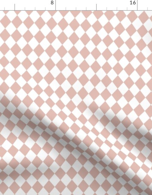 Small Blush and White Diamond Harlequin Check Pattern Fabric