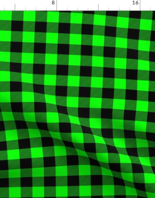 Small Bright Green Rustic Cowboy Cabin Buffalo Check Plaid 1 inch Fabric