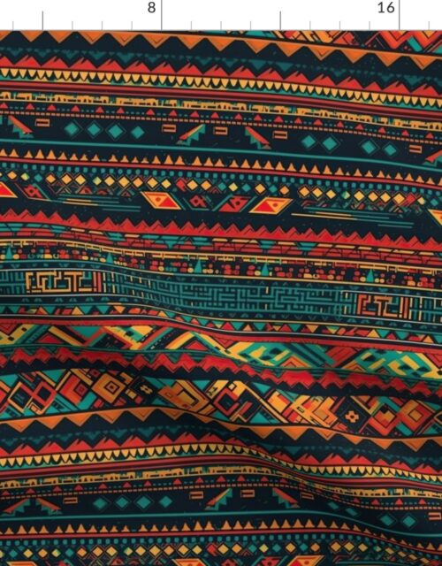 Small Bright Multicolored Geometric Aztec Pattern Fabric