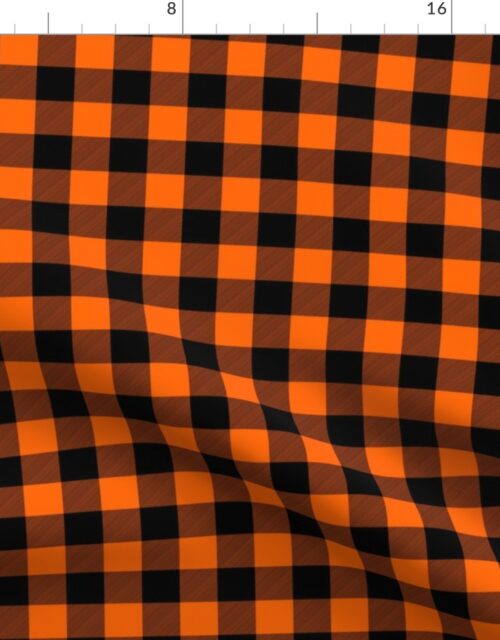 Small Bright Orange Rustic Cowboy Cabin Buffalo Check Plaid 1 inch Fabric