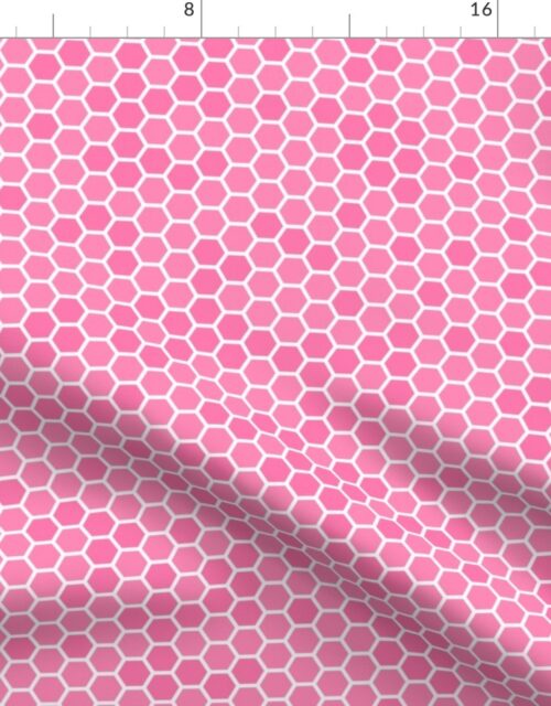 Small Bright Pink Honeycomb Bee Hive Geometric Hexagonal Design Fabric