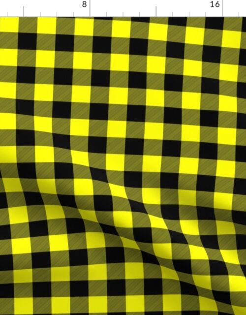 Small Bright Yellow Rustic Cowboy Cabin Buffalo Check Plaid 1 inch Fabric