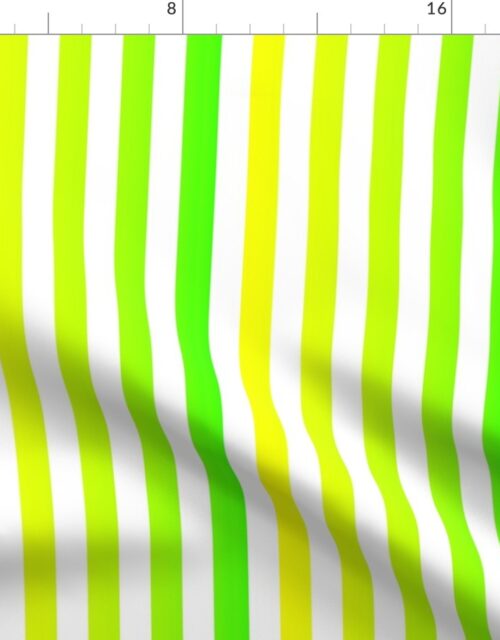 Small Bright Yellow and Green Ombré  Shade Vertical  Cabana Stripes Fabric
