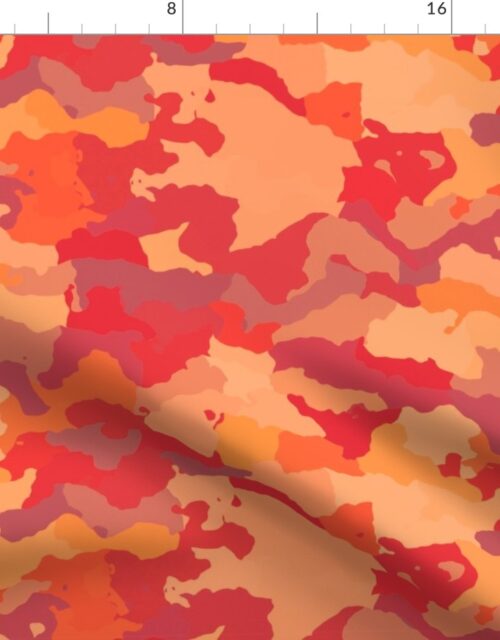 Small Bush Fire Flame Red Camo Camouflage Pattern Fabric