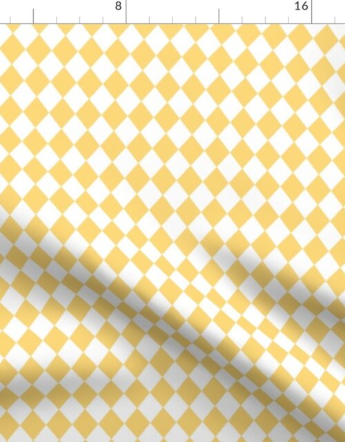 Small Butttercup and White Diamond Harlequin Check Pattern Fabric