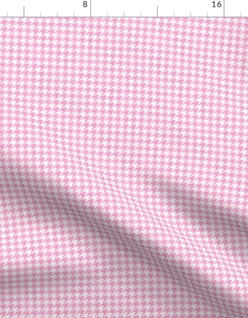 Small Candy Pink and White Handpainted Houndstooth Check Watercolor Pattern Fabric