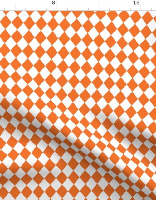 Small Carrot and White Diamond Harlequin Check Pattern Fabric