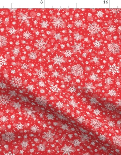Small Christmas Red and White Splattered Snowflakes Fabric