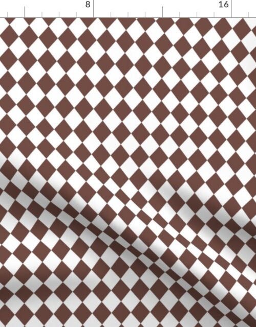 Small Cinnamon and White Diamond Harlequin Check Pattern Fabric