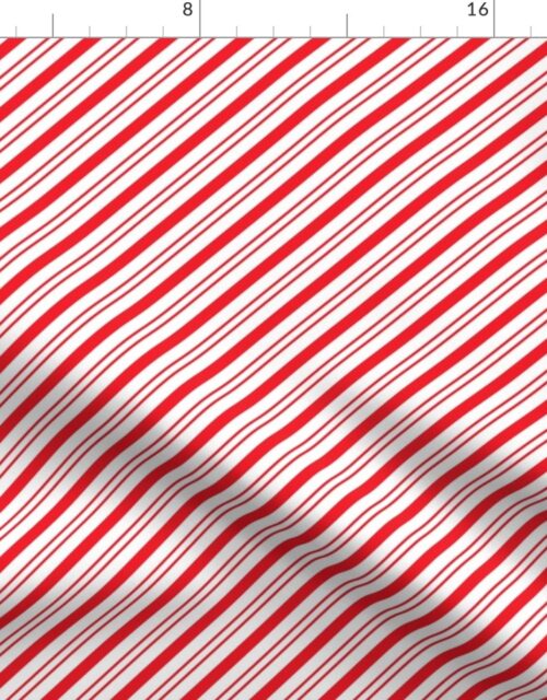 Small Classic Red Diagonal Christmas Candy Stripes Fabric