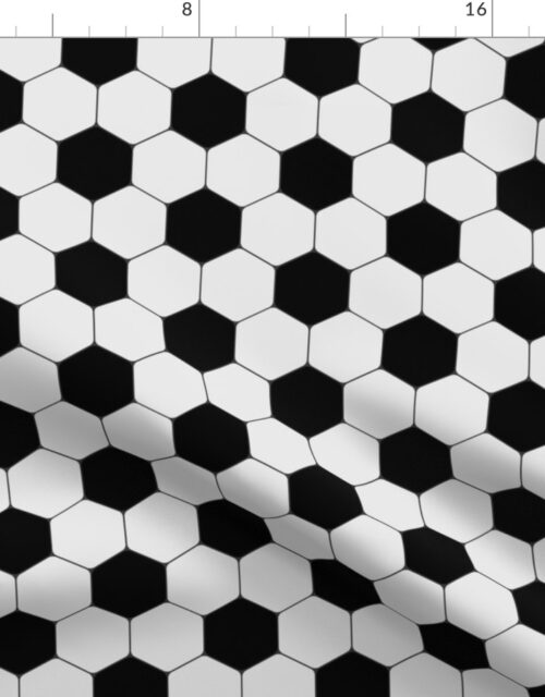 Small Classic Soccer Football Hexagonal Black and White Seamless Print Repeat Fabric
