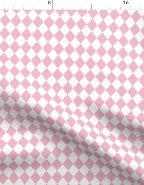 Small Cotton Candy and White Diamond Harlequin Check Pattern Fabric