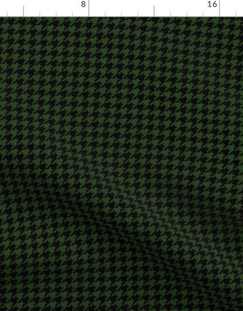 Small Dark Forest Green and Black Houndstooth Check Fabric