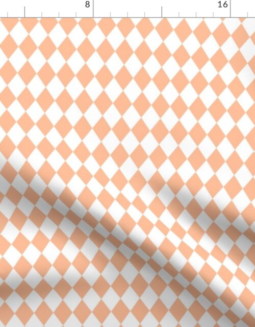 Small Diamond Checks in Peach Fuzz Color of the Year 2024 and White Fabric
