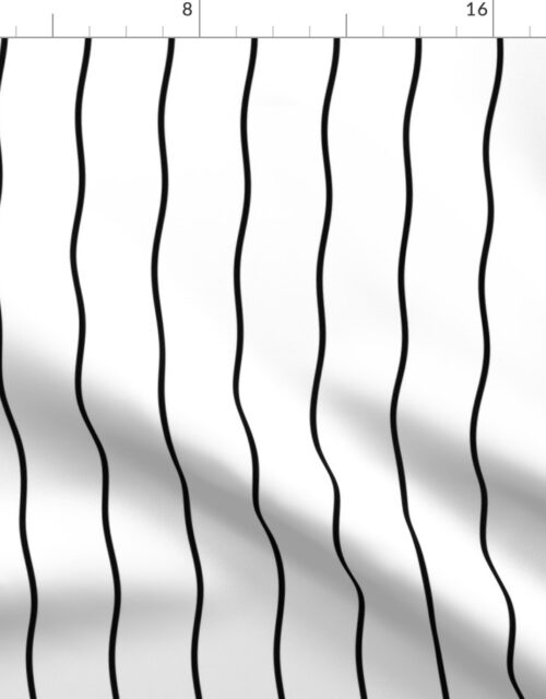 Small Double Squiggly Black Lines on White Fabric